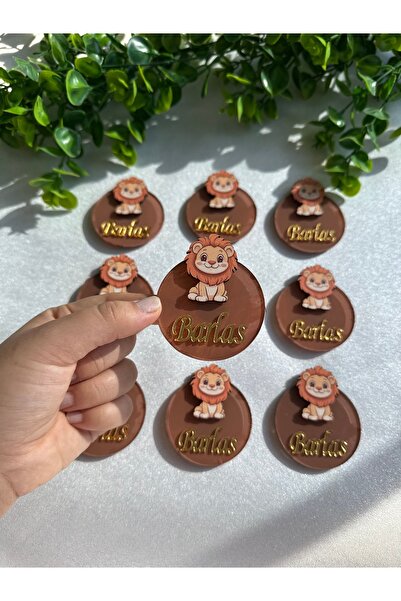 Magnet Aslan Figürlü Pleksi Kahverengi Gold (10 Adet)