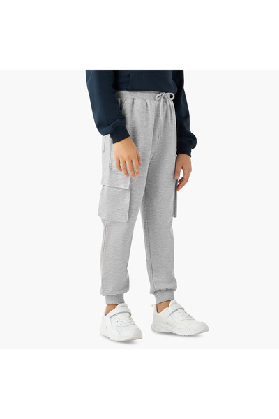 Juniors Solid Cargo Joggers with Drawstring Closure