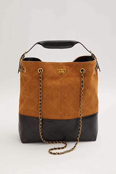 Levidor Brown Double Color Chain Handbag