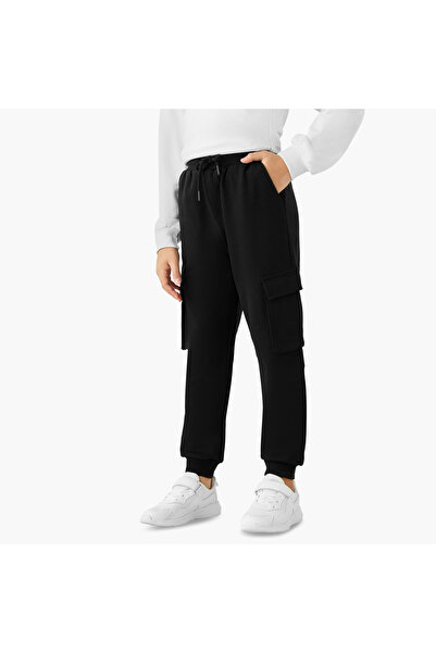 Juniors Solid Cargo Joggers with Drawstring Closure