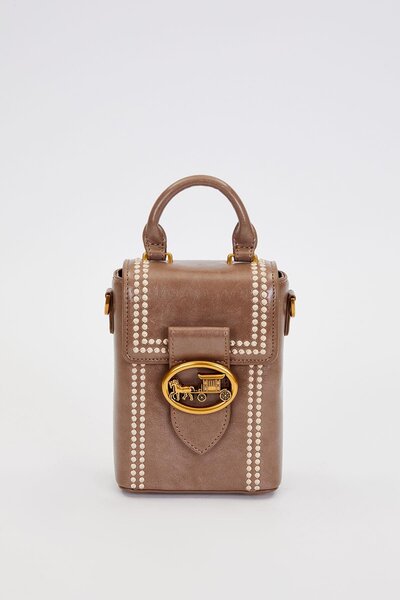 Levidor Gray Rectangular Stitched Handbag