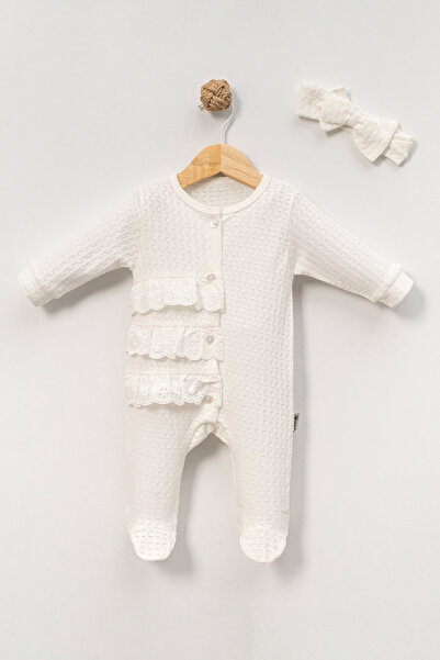 KİDSERİA JAKAR KUMAŞ FİSTO DETAYLI KIZ BEBEBK TULUM