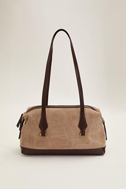 Levidor Khaki Suede Textured Shoulder Bag