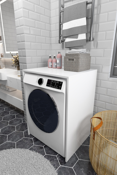 AWOX Çamaşır Makinesi Dolabı Kurutma Makinesi Uyumlu Kapaksız Dolap Beyaz