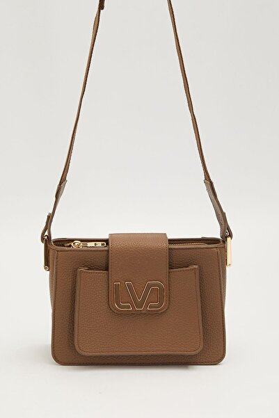 Levidor Camel Shoulder Bag with Front Pocket Detail