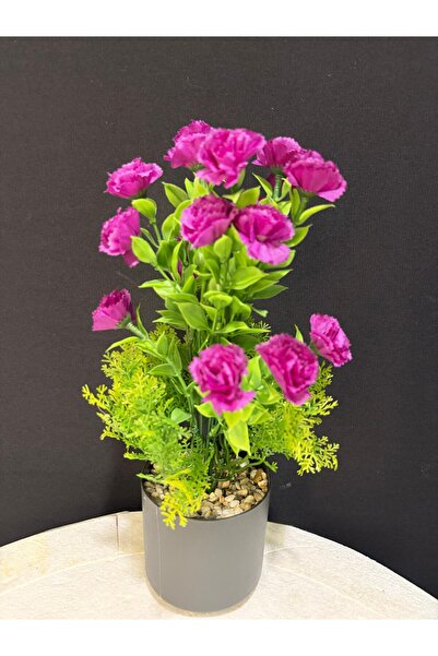 ENG PARTİ DÜNYASI Dekoratif Yapay Çiçek Aranjmanı – Gri Saksılı Masa Üstü Süs...