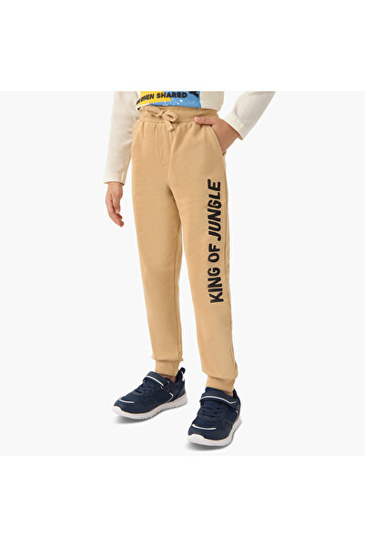 Juniors Typographic Print Joggers with Drawstring Closure and Pockets