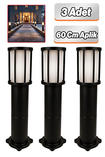 Badem10 Tower Caged 3-Piece Garden Wall Light 60 cm Set Top Waterproof Modern Outdoor Sconce