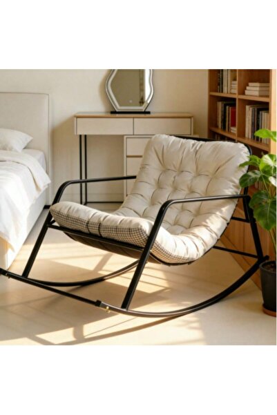 Tiokkss كرسي هزاز مريح للاستخدام الداخلي والخارجي مع وسادة سميكة، كرسي استرخا...