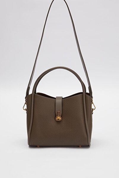 Levidor Gray top-lock closure handbag