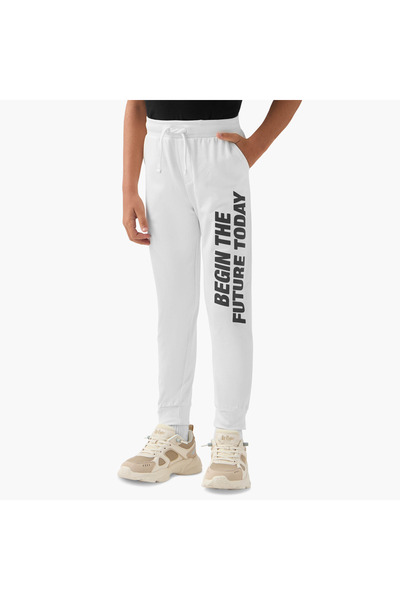 Juniors Slogan Print Joggers with Pockets