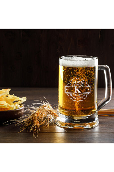 hediyekralı Şeffaf Kalın Kişiye Özel Bira Bardağı – 500ml