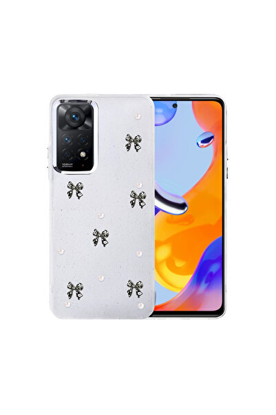 UnDePlus Xiaomi Redmi Note 11 Pro Case Transparent with Embossed Shiny Pattern Bow Cover