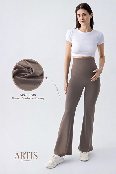 Artış Thermal Raised Warm Stretchy Waist Adjustable Winter Spanish Leg Maternity Leggings T18