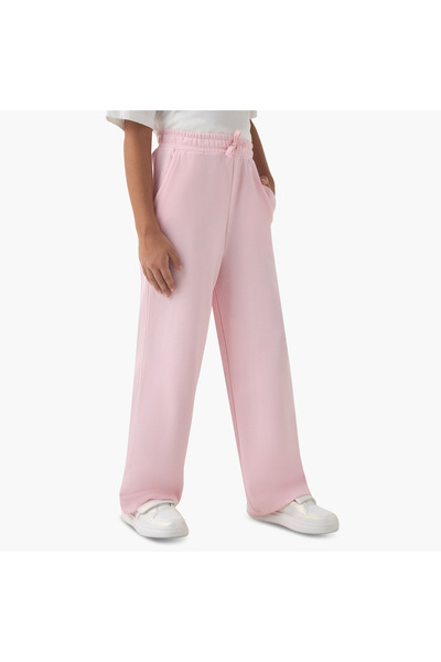 Juniors Girls Wide Leg Track Pants with Pockets - Cotton - Drawstring Waist