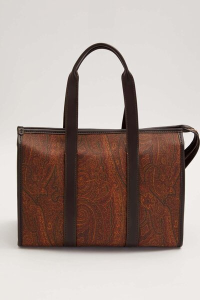 Levidor Dark Brown Ethnic Patterned Handbag