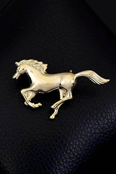 TAKIŞTIR Altın Renk At Figürlü Broş