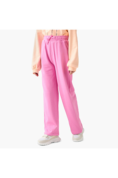 Juniors Girls Wide Leg Track Pants with Pockets - Cotton - Elastic Waist