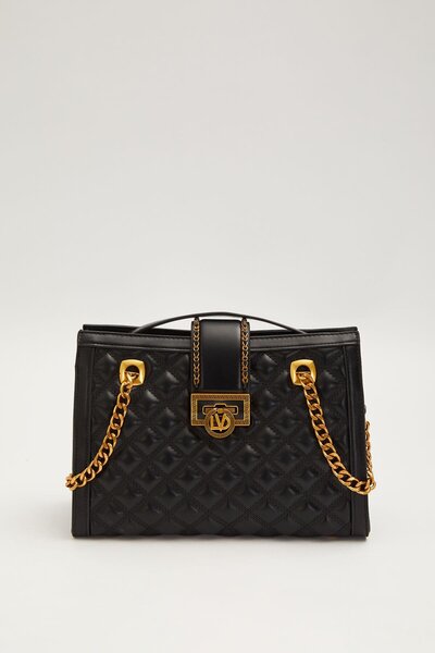 Levidor Black Double Chain Strap Shoulder Bag