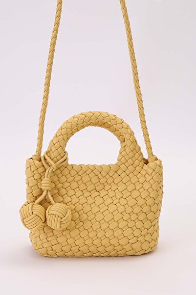 Levidor Yellow Knitted Ball Accessory Handbag