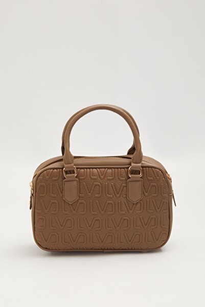 Levidor Camel Embossed Logo Printed Handbag