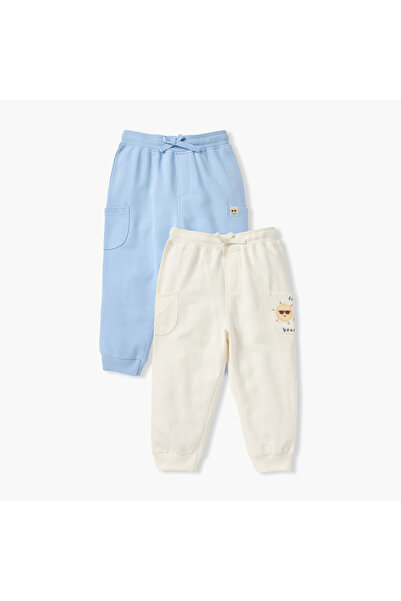 Juniors Solid Cargo Joggers with Drawstring Closure - Set of 2