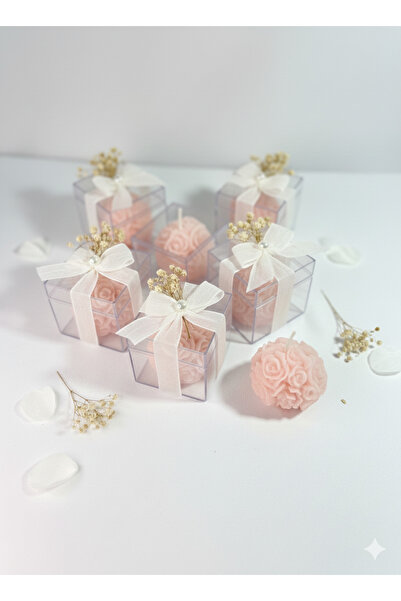MyWorldorganization Düğün, Nişan, Nikah, Kına Pembe Şık Gül Mum Mika Kutu ile...