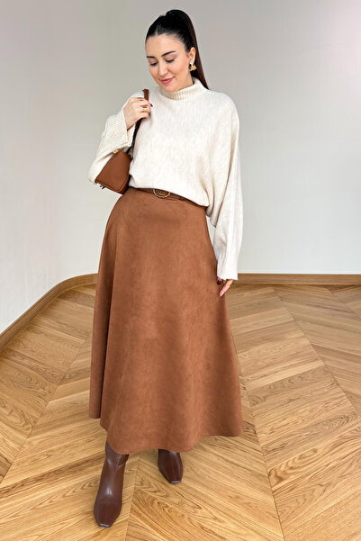 Cappmoda ETK-0283 Taba Süet Çan Etek