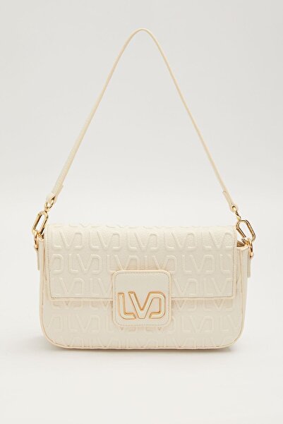 Levidor White LVD Textured Shoulder Bag