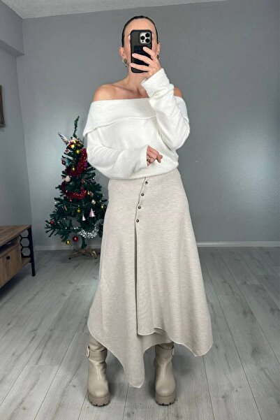 lady special Ασύμμετρη φούστα με κουμπιά μπροστά