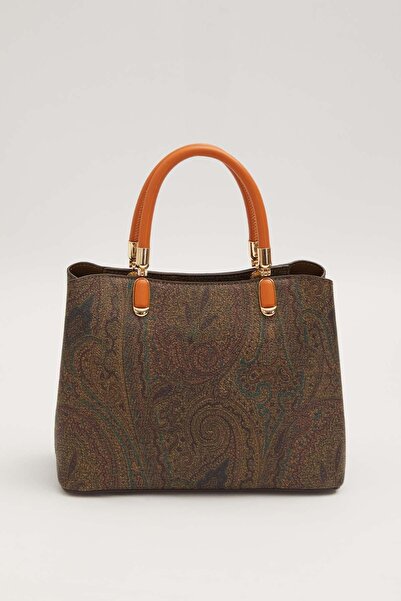 Levidor Brown Ethnic Pattern Look Handbag