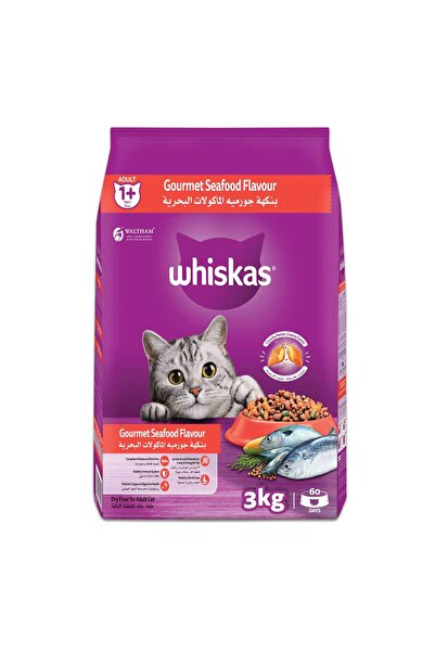 Whiskas Gourmet Seafood Flavour Dry Cat Food for Adult Cat 1+ Years 3 kg Heal...