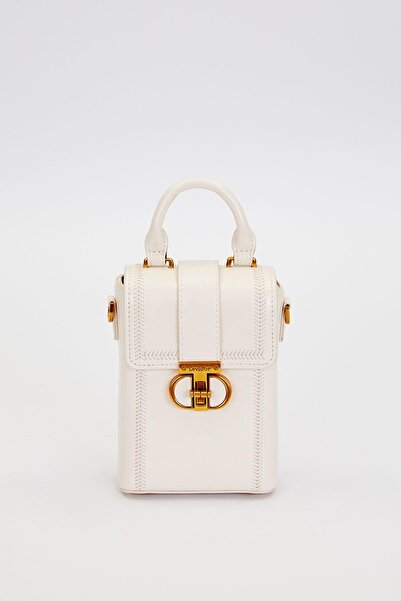 Levidor Cream Rectangular Shaped Handbag