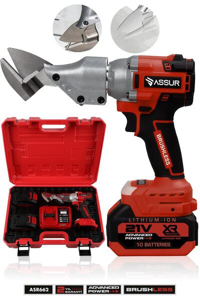 ASSUR 21V Kömürsüz Motor Akülü Sac Makası Seti - Çift Akülü Çantalı Metal & T...