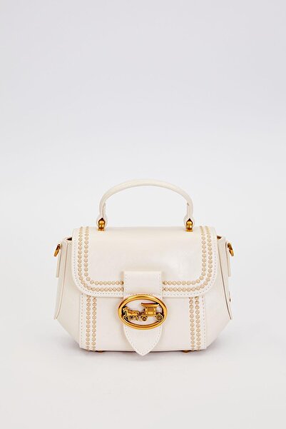 Levidor Cream Edge Patterned Stitched Handbag