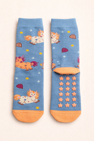 Katia&Bony Girl's Unicorn Patterned Socks Blue