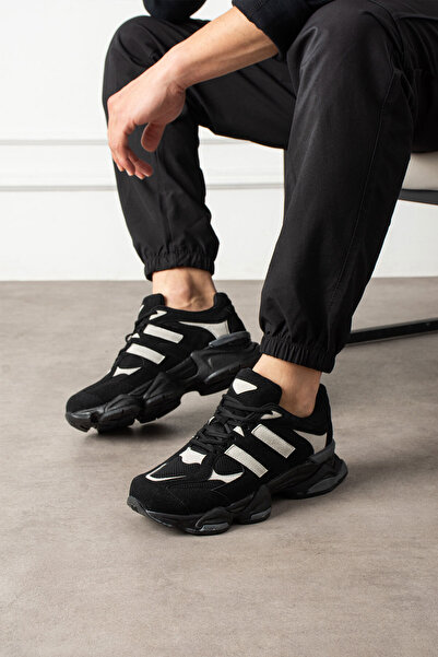 pasyone حذاء رياضي أسود يومي بنعل عالٍ للجنسين