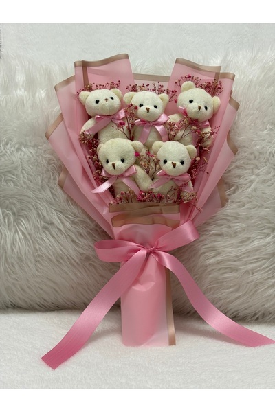 Salish Teddy Bear Çiçek Buketi - Peluş Ayıcık, Sevgiliye Hediye, Çiçek Detayl...