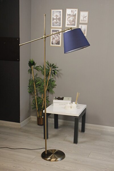 Bamyum Cotella Lacivert Kumaş Dokulu Eskitme Makas Gövde Lambader Modern Deko...