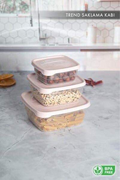 BRF Defyasell Box Square Leakproof Lid Storage Container Set of 3 Powder Pink...