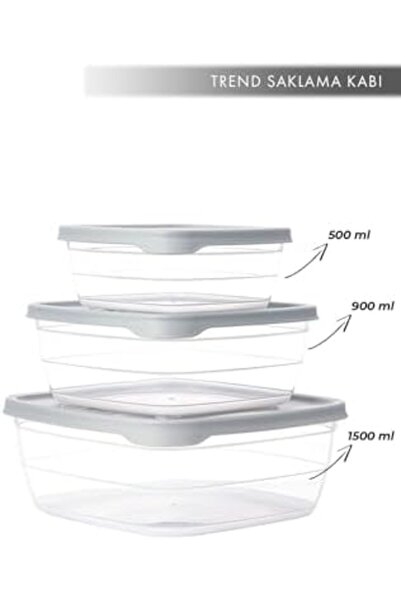 BRF Bezsell Box Square Leak-Proof Lid Storage Container Set of 3 Gray 1027645