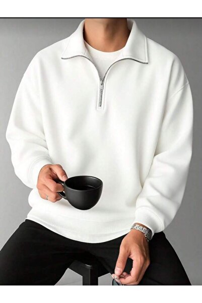 AFROGİYİM Hanorac pentru bărbați cu trei fire, guler înalt și fermoar