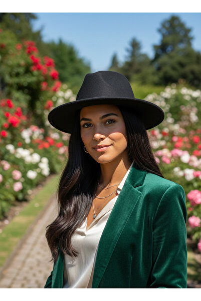 Mollycrush Women's Black Fedora Hat |   Wide Brim Stylish Casual