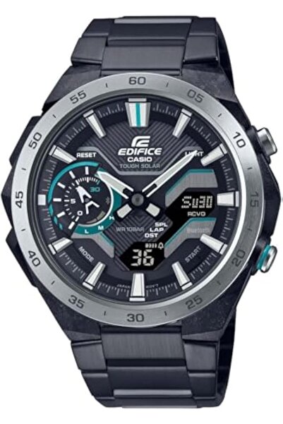 Casio Men Watch EDIFICE WINDFLOW Analog Mobile link Solar Power Black Dial Stainless Steel