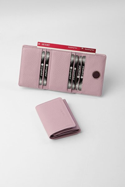 CENGİZ PAKEL Genuine Leather Unisex Wallet with Hidden Magnet Detail - 13708 - Lilac