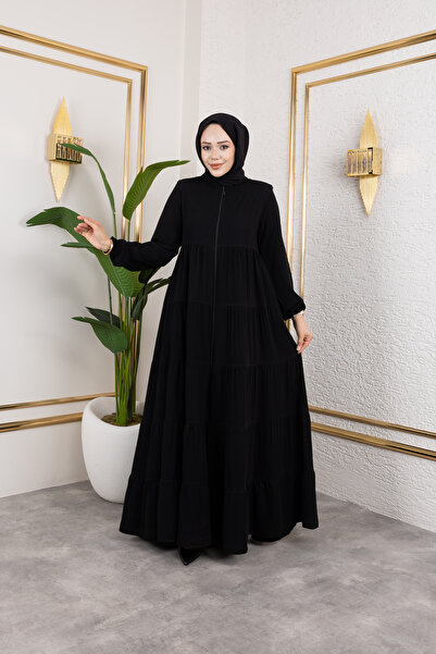 Butik Medine İpeği 5 Kat Büzgülü Feracce