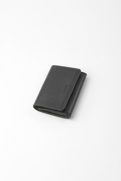 CENGİZ PAKEL Genuine Leather Unisex Wallet with Hidden Magnet Detail - 13708 - Black/Green