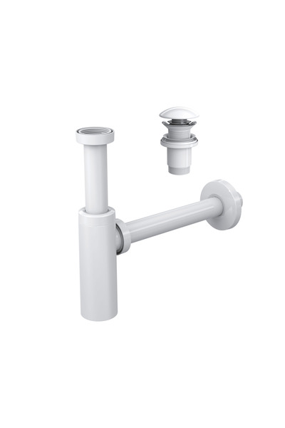 SUERA Moon Ayarlanabilir Lavabo Sifonu + Elixir Pop-Up Set (Mat Beyaz- Taşma ...