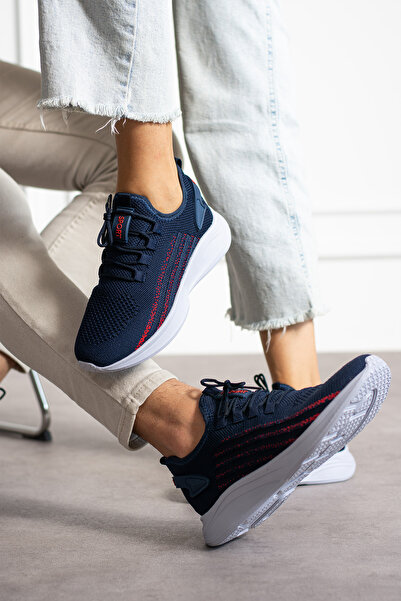 l lugshoes ayakkabı Lacivert Kırmızı Unisex Yıkanabilir Rahat Hava Alabilen K...