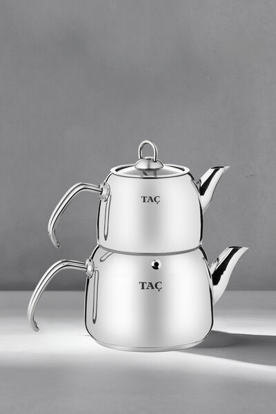 Taç طقم إبريق شاي من الفولاذ المقاوم للصدأ مكون من 4 قطع من باندا، سعة 1.25-2.00 لتر